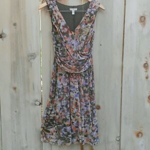 Anthropologie Weston Wear Floral Print Blue Lavender and Olive Dress